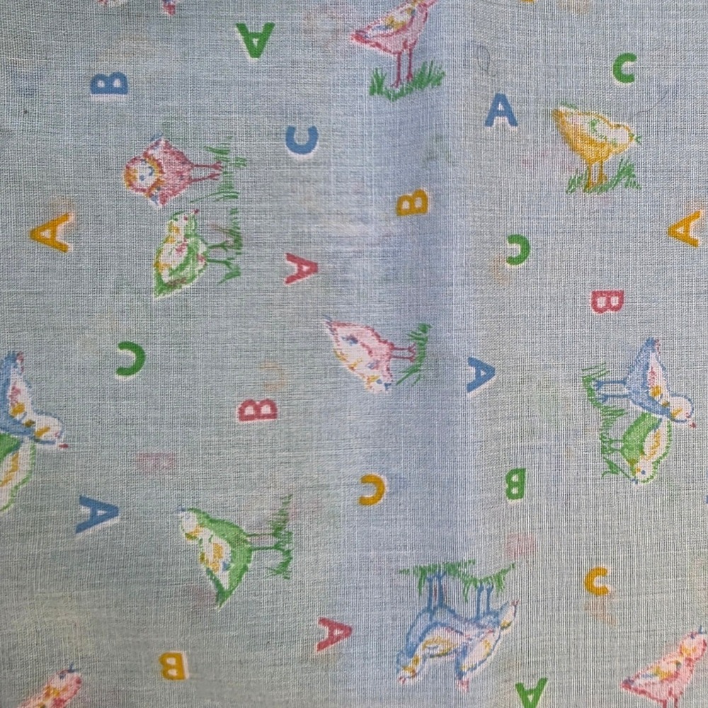 Fabric Blue ABC Chick Loose Weave 44in x 3/4yd